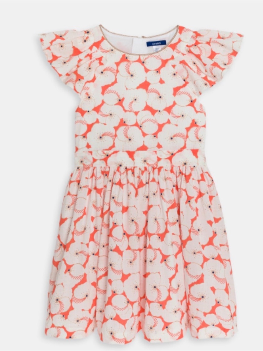 OKAIDI Girls Printed Orange Flare Dress - 3